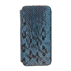 MCM Blue Snakeskin Leather Flap iPhone 5 Case