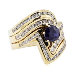 1.97 ctw Sapphire and Diamond Ring - 14KT Yellow Gold