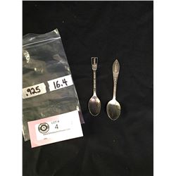 2 Vintage Souvenir Sterling Silver Spoons 16.4 grams