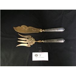 Vintage Decorative Knife and Fork Serving Pieces .800 Silver Handles