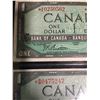 Image 3 : 2 1954 Bank oF Canada Replacement $1 Bank Notes in Sleeve