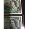 Image 4 : 2 1954 Bank oF Canada Replacement $1 Bank Notes in Sleeve