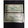 Image 5 : 2 1954 Bank oF Canada Replacement $1 Bank Notes in Sleeve