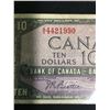 Image 2 : 1954 $10 Bank of Canada Banknote in Sleeve