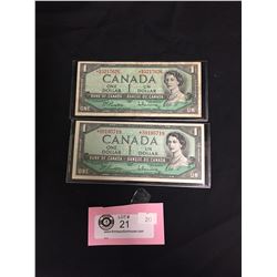 2 1954 $1 Bank of Canada Replacement Notes in Sleeve