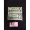Image 1 : 2 1954 $1 Bank of Canada Replacement Notes in Sleeve