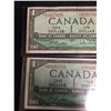 Image 2 : 2 1954 $1 Bank of Canada Replacement Notes in Sleeve
