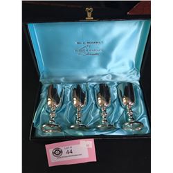 Set of 4 Silver Plated Small Cups . Each Cup is 3.5 Tall made by Bure and Wallace Silversmiths