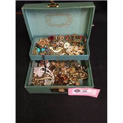 Small Vintage Jewelry Box Filled with Vintage Jewelry