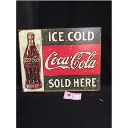 Ice Cold Coca Cola Sold Here Tin Sign  16  x 12 Reproduction