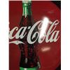 Image 2 : Original 1990 Coca Cola Button Sign 16" Diameter Heavy Steel Some Scratches