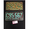 Image 1 : 2 Vintage British Columbia License Plates 1958 and 1959