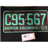 Image 2 : 2 Vintage British Columbia License Plates 1958 and 1959