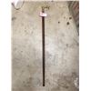 Image 1 : Vintage Walking Cane with Brass Fish Handle and Brass Inlays 37.5"  In Very Good Condition