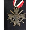 Image 2 : WW2 WWII Nazi War Merit Medal Second Class with Swords Swastika Scratched out DeNazified