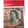 Image 2 : 1954 $50 Bank of Canada Banknote in a Protective Sleeve