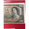 Image 2 : 1954 $100  Bank of Canada Banknote in a Protective Sleeve
