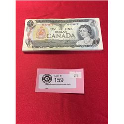 50 $1 1973 Bank Of Canada Banknotes in Sequence in Protective Holder