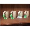 Image 1 : Mid Century Barrel Mugs Set of 4 With Nude Ladies with Green Dresses Falling Off Imperial Ware Made 