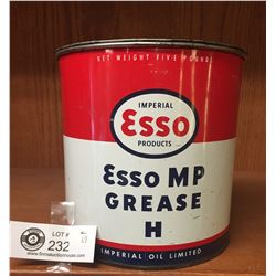 5 Pound Esso Grease Tin. Nice Clean Imperial Oil Limited Tin