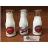 Image 1 : 3 Vintage 1/2 Pint Milk Bottles with Stuffing.Painted Lable. ACL 2 Palm Dairies with Different Sloga