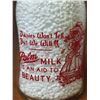 Image 2 : 3 Vintage 1/2 Pint Milk Bottles with Stuffing.Painted Lable. ACL 2 Palm Dairies with Different Sloga