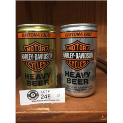 2 Harley Davidson Full Beer Cans Collector Cans Daytona 1987 & 1988