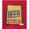 Image 1 : Ice Cold Beer Served Here Sign in a Picture Frame 12" x 15"