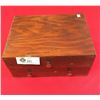 Image 1 : Vintage Wooden Jewelry Box with Spools of Thread/String