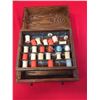 Image 2 : Vintage Wooden Jewelry Box with Spools of Thread/String