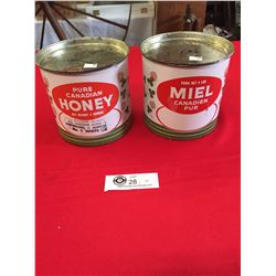 2 Vintage Pure Canadian Honey Tins. Net Wieght 4lbs, Tins are Empty