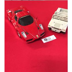 2 Plastic and Die Cast Cars. Ferrari and Hummer