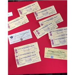 Bundle of Cancelled Cheques Medalta Potteries, Abbotsford Lumber BC Coast Vegetables.