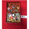 Image 1 : Vintage Lot of Skeleton Keys, Airline Pins, and Glass Viles of Watch Parts
