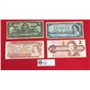 Image 1 : Lot of Old Canadian Currency. 1937$1, 1974 $2, 1954 $5 and 1986 $2 Notes