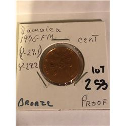 Rare 1975  FM PROOF Jamaica Cent Y29 2