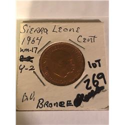 Rare 1964 Sierra Leone Cent in Brilliant UNC High Grade