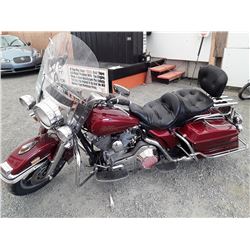 0C --  1987 HARLEY-DAVIDSON FLHS  CRUISER, RED, 25,837 KMS
