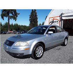 A12C --  2003 VW PASSSAT GLS , Silver , 216521  KM's "NO RESERVE"