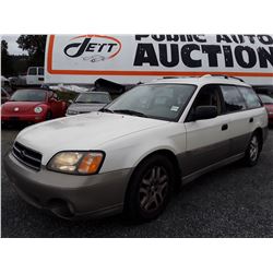 A2 --  2002 SUBARU LEGACY OUTBACK , White , 358959  KM's "NO RESERVE"