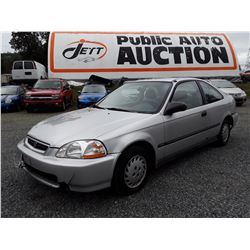 A12D --  1996 HONDA CIVIC DX , Silver , 229150  KM's "NO RESERVE"