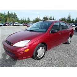 A9 --  2001 FORD FOCUS SE , Red , 231090  KM's "NO RESERVE"
