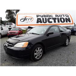A12 --  2003 HONDA CIVIC LX , Black , 305328  KM's "NO RESERVE"