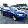 Image 2 : A12F --  2005 HONDA CIVIC LX , Blue , 217945  KM's "NO RESERVE"
