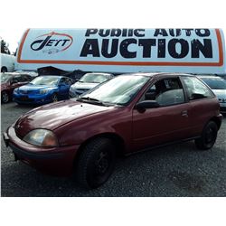 A9 --  1996 GEO METRO , Red , 207701  KM's "NO RESERVE"
