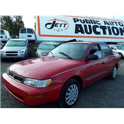 A12 --  1994 TOYOTA COROLLA , Red , 247429  KM's "NO RESERVE"