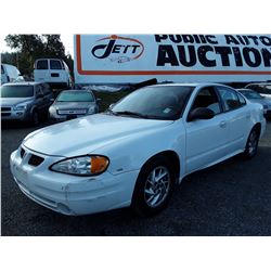 A12A --  2005 PONTIAC GRAND AM SE , White , 180355  KM's "NO RESERVE"