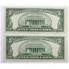 Image 2 : TWO 1953 $5.00 SILVER CERTIFICATES