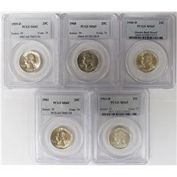 (5) PCGS GRADED WASHINGTON QUARTERS
