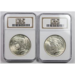 TWO 1923 PEACE DOLLARS